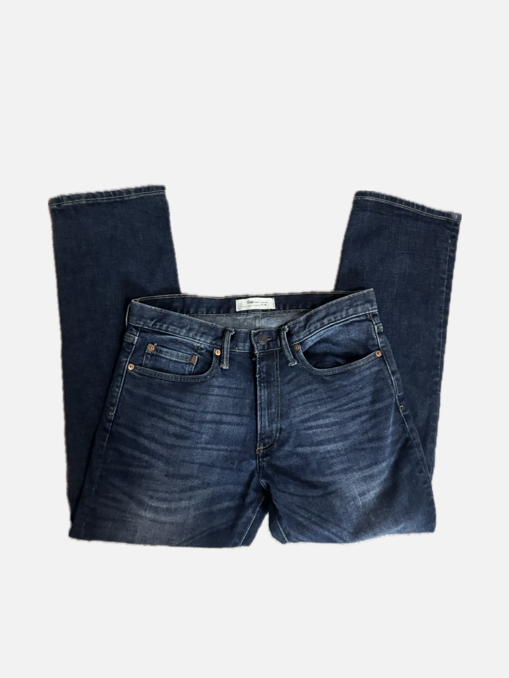 Men's Dark Blue Denim Jeans - Classic Slim Fit